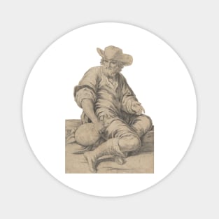 Seated Bearded Man Holding a Jug Magnet